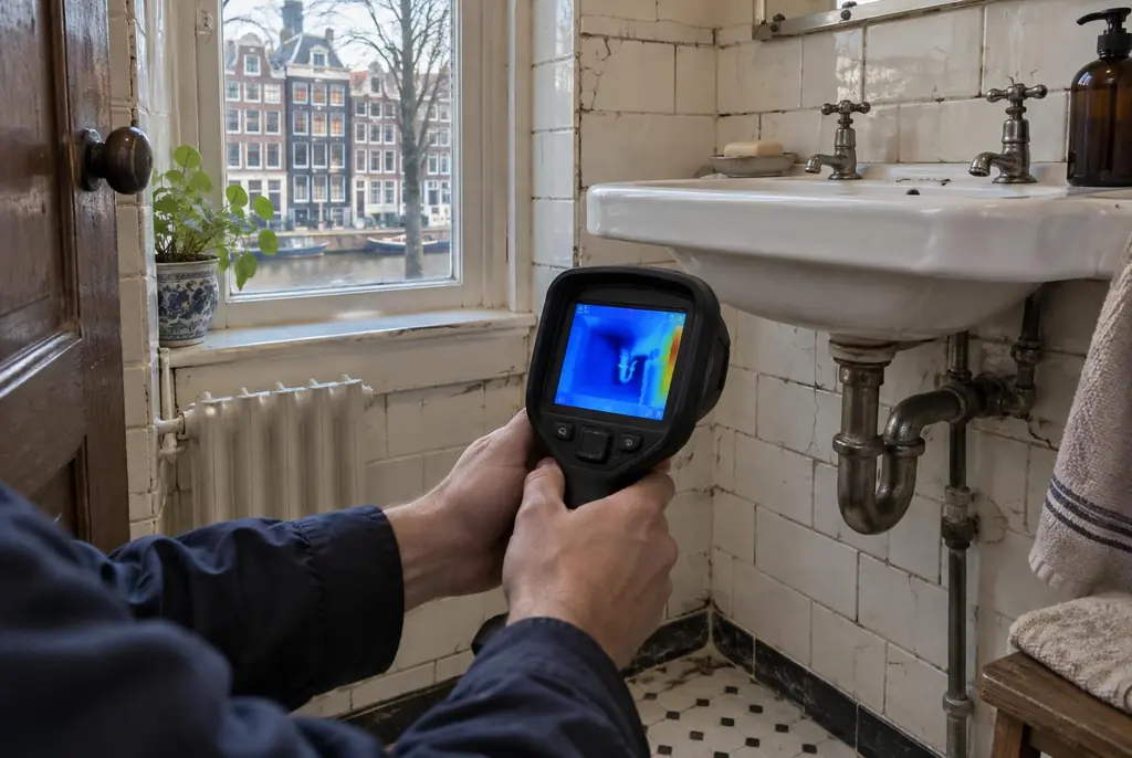 Lekdetectie Ommen – badkamer met oude leidingen achter de tegels