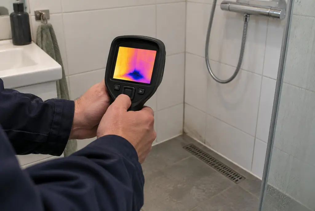 Lekdetectie Ommen – lekdetectiespecialist met warmtebeeldcamera in een badkamer